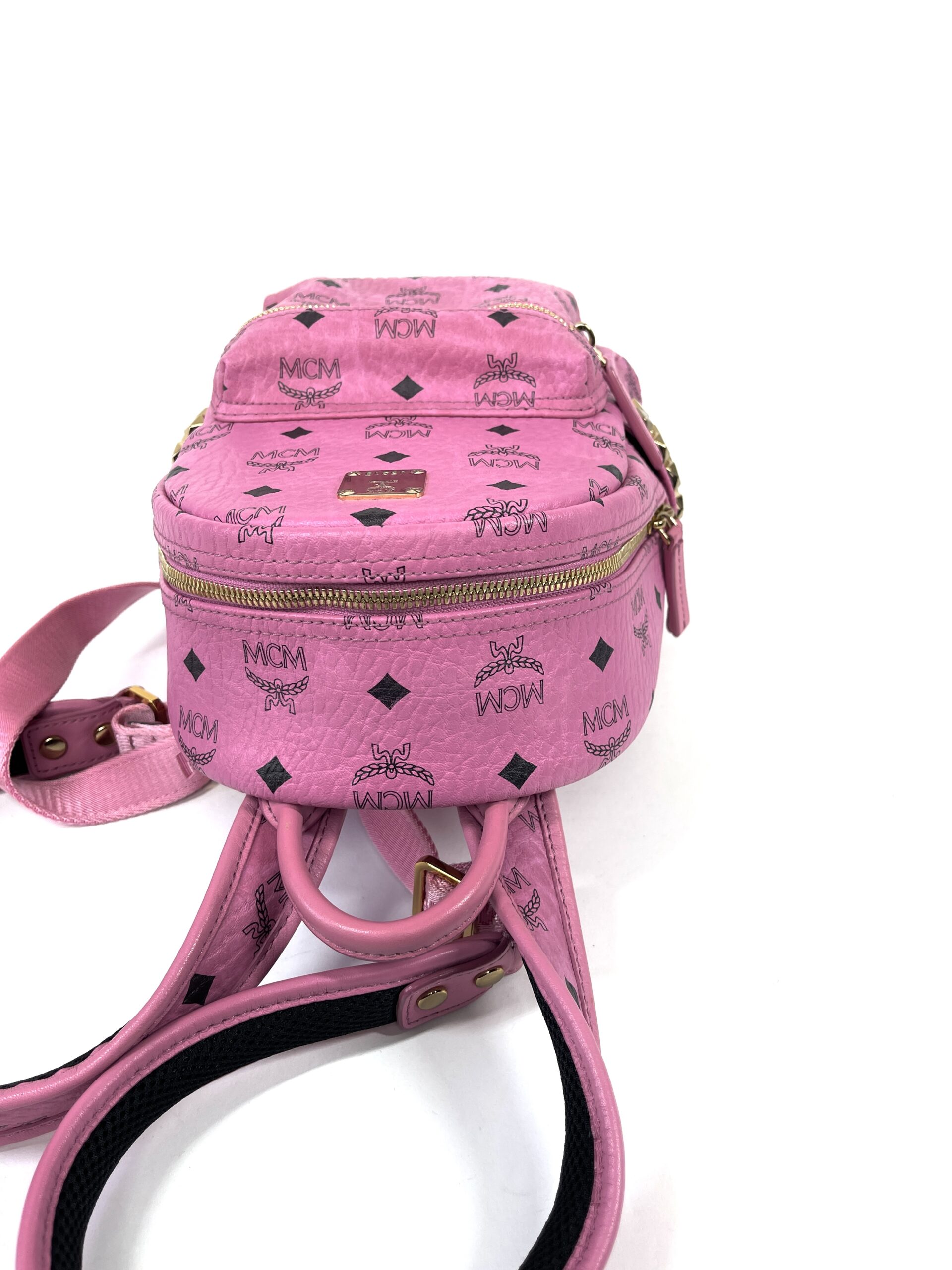MCM Visetos Side Stud Mini Stark Backpack Pink Black 1293375