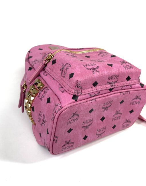 MCM Mini Stark Side Studs Backpack in Visetos Pink 28