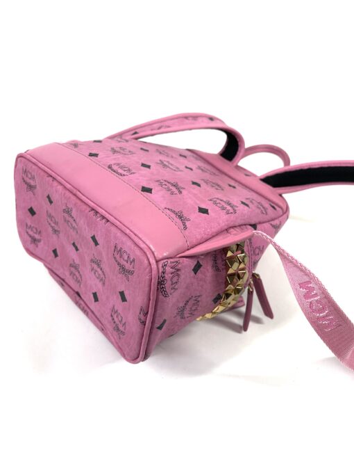 MCM Mini Stark Side Studs Backpack in Visetos Pink 11