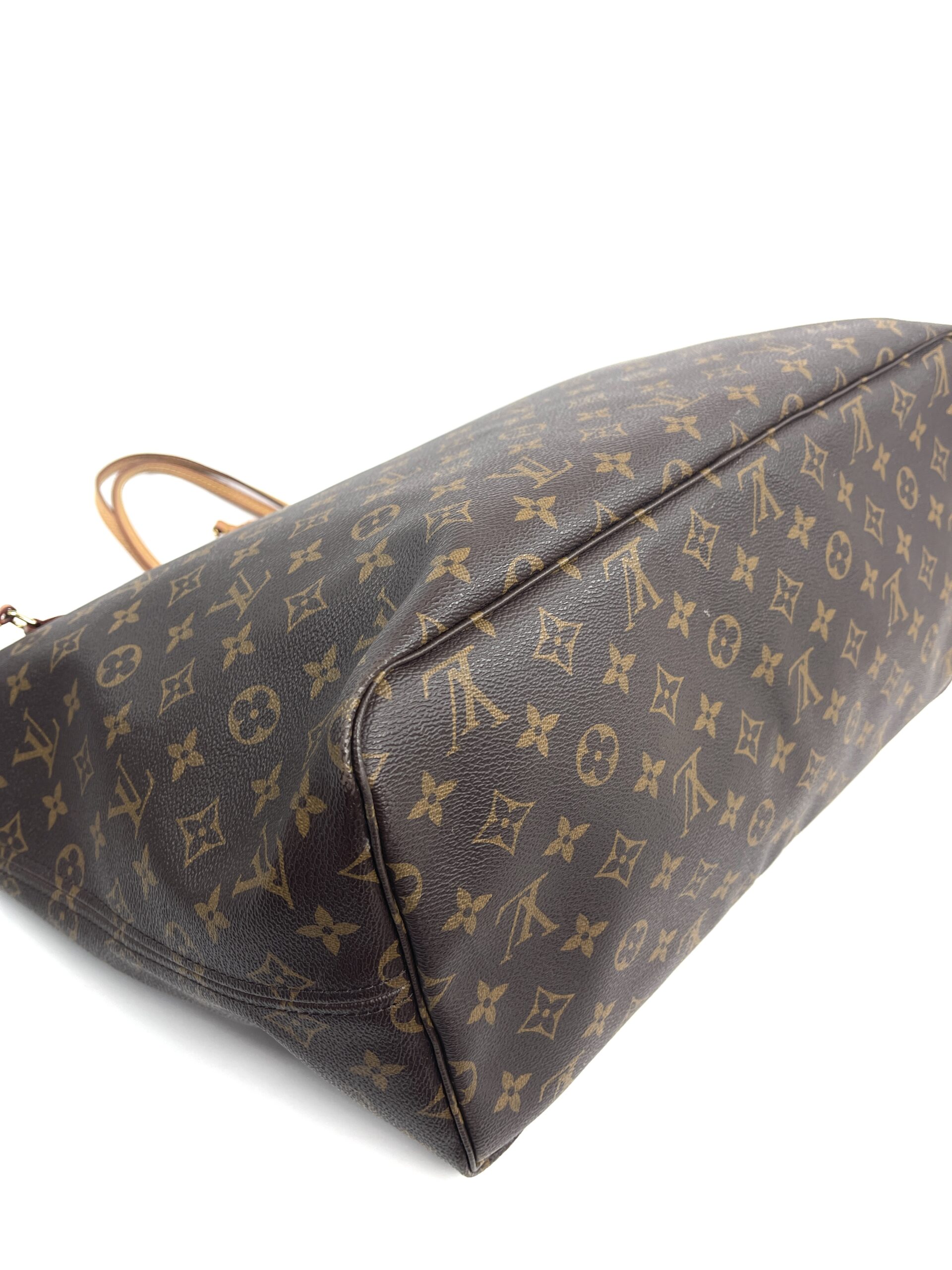 Louis Vuitton lv neverfull monogram with black trimming handles