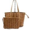 MCM Liz Medium Shopper in Cognac Visetos with Pouch 4