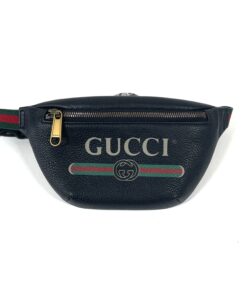 GUCCI Grained Black Calfskin Belt Bum Bag Small