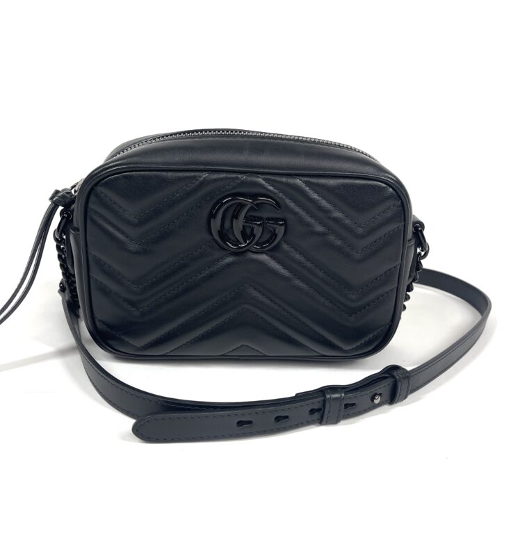 COURONNE◆Manon Mini Cross 10 Black Gucci Black on Black Mini Marmont Crossbody - A World Of