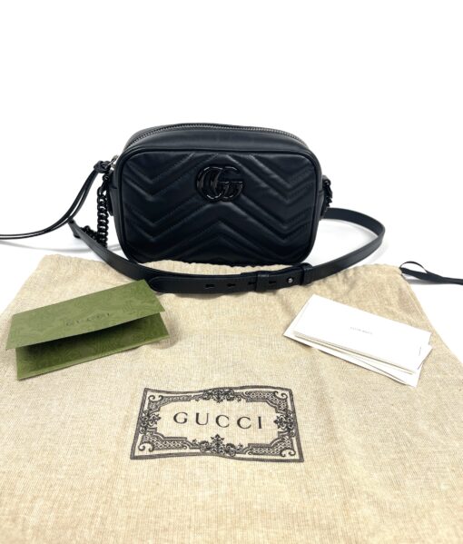 Gucci Black on Black Mini Marmont Crossbody 3