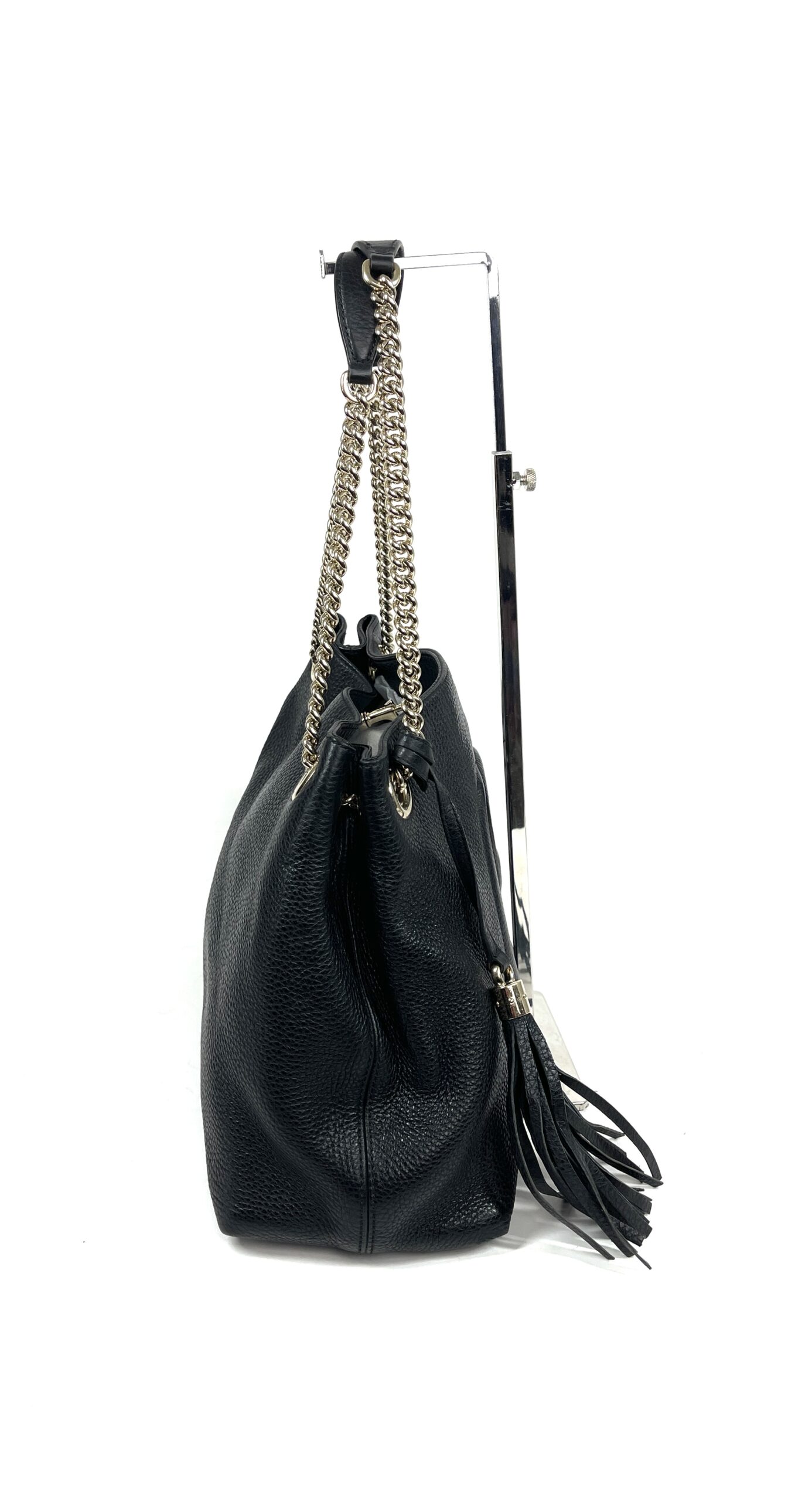 Gucci SOHO Hobo Bag in Black Leather With Gold Toned Hardware 