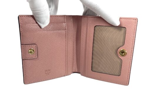 MCM Beige Visetos Small Wallet Card Holder With Pink 3