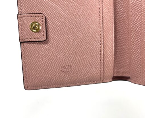 MCM Beige Visetos Small Wallet Card Holder With Pink 11