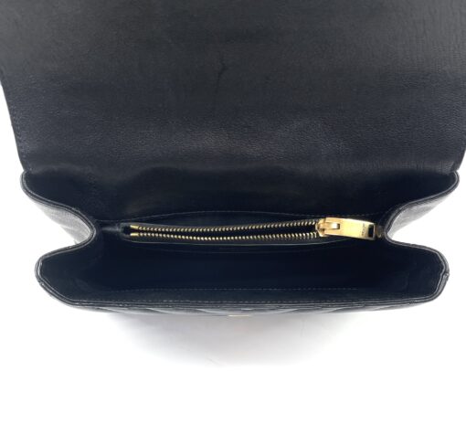 YSL Sheepskin Matelasse Chevron Monogram Medium College Bag Black Gold 5