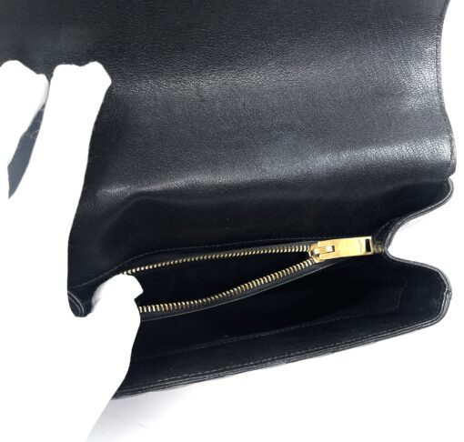 YSL Sheepskin Matelasse Chevron Monogram Medium College Bag Black Gold 20