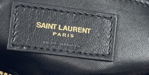 YSL Sheepskin Matelasse Chevron Monogram Medium College Bag Black Gold - Image 19