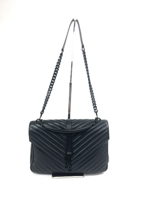 YSL Black on Black Large Chevron College Bag 14