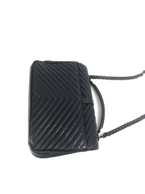 YSL Black on Black Large Chevron College Bag - Image 4