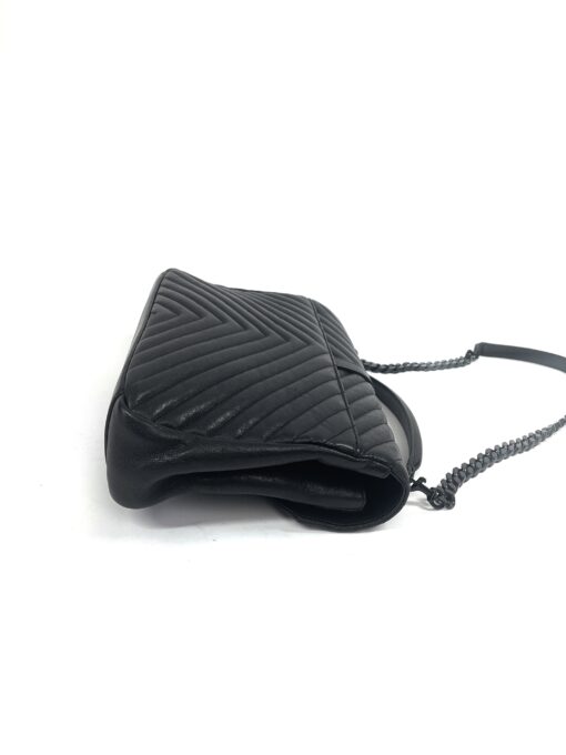 YSL Black on Black Large Chevron College Bag - Image 21