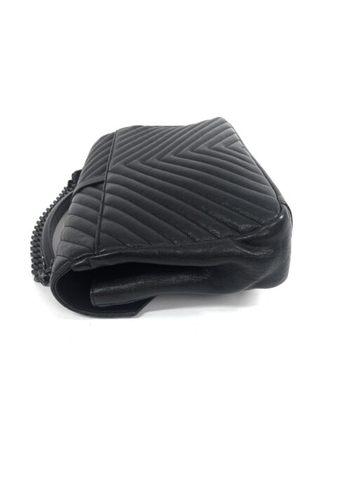 YSL Black on Black Large Chevron College Bag - Image 15