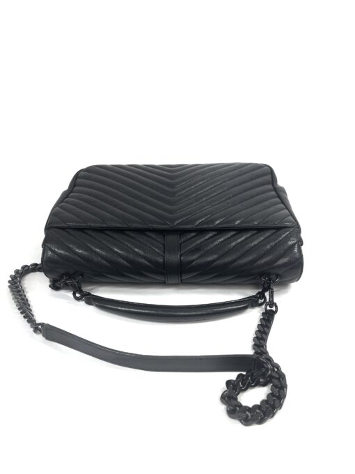 YSL Black on Black Large Chevron College Bag 13