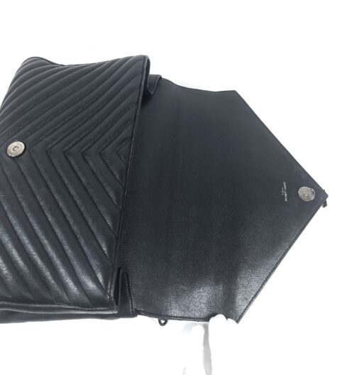 YSL Black on Black Large Chevron College Bag 19