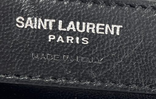 YSL Saint Laurent College Large Quilted Black Leather V-Flap Shoulder Bag Silver 23