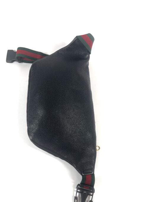 GUCCI Black Grained Calfskin Logo Belt Bum Bag Large 13