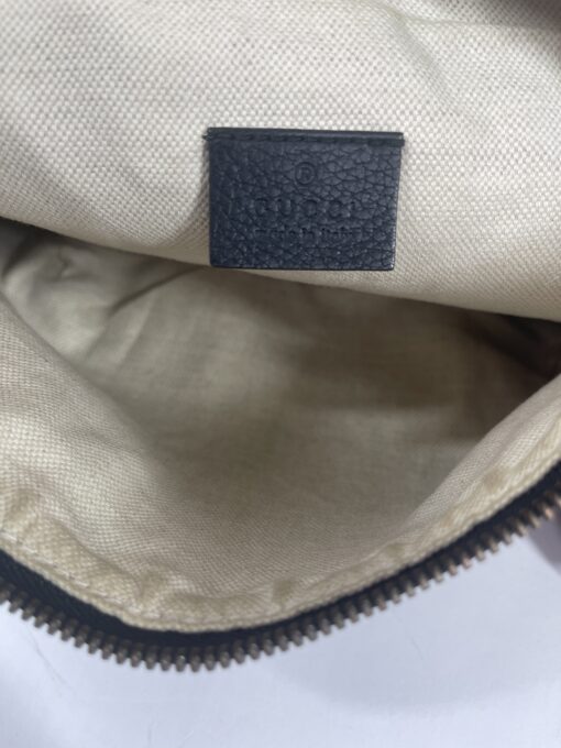 GUCCI Black Grained Calfskin Logo Belt Bum Bag Large 15