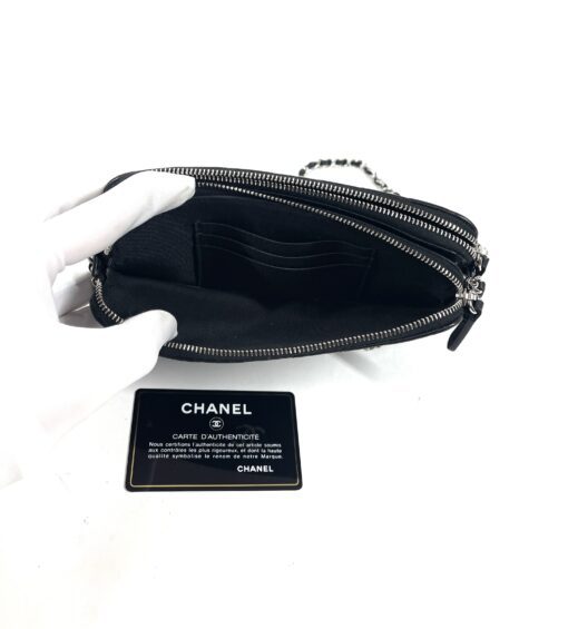 Chanel Chevron Double Zip Clutch Crossbody with Chain 7