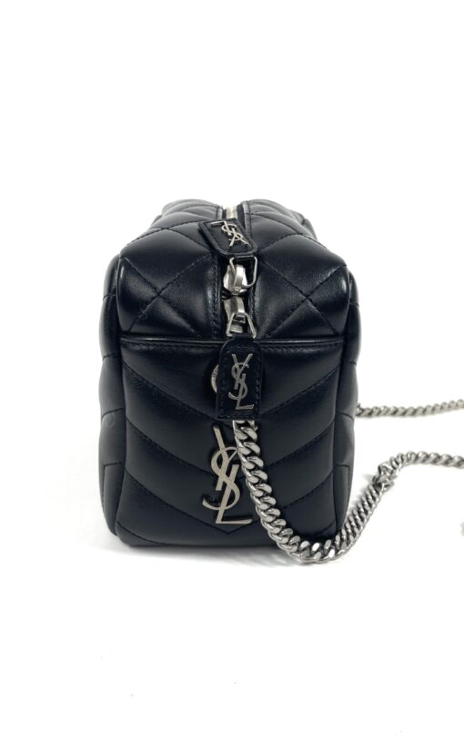 YSL Saint Laurent Calfskin Y Quilted Monogram Small Loulou Bowling Bag Black 4