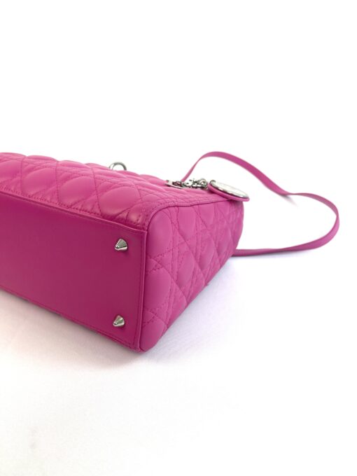 Christian Dior Lady Dior Medium Lambskin Cannage Hot Pink Silver 18