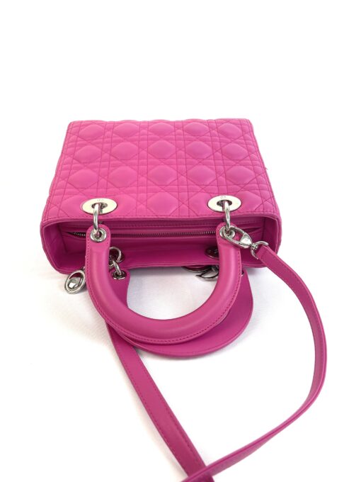 Christian Dior Lady Dior Medium Lambskin Cannage Hot Pink Silver 13