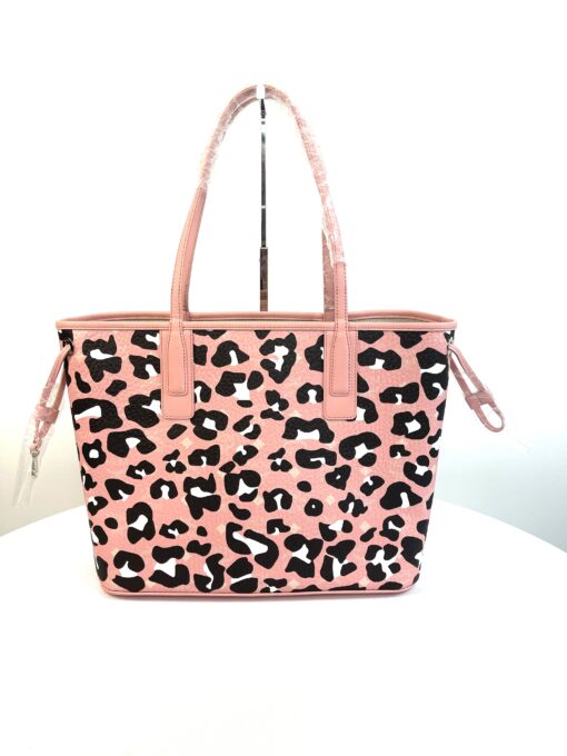 MCM Aren Medium Shopper in Pink Leopard Visetos Pouch 16