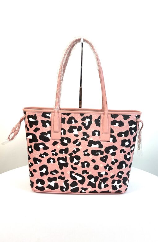 MCM Aren Medium Shopper in Pink Leopard Visetos Pouch 8
