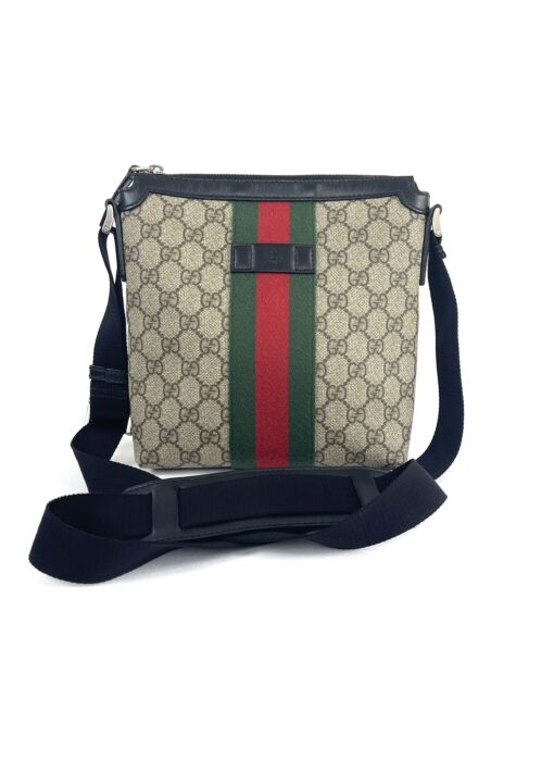 Gucci Web Logo Messenger Bag Coated Canvas