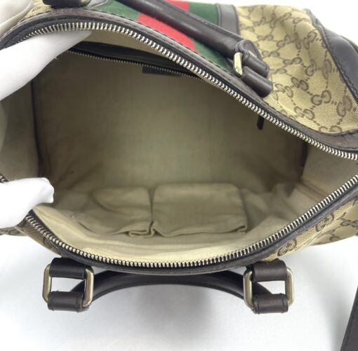 Gucci Web Original Logo Boston Bag Brown Beige - Image 17