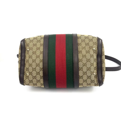 Gucci Web Original Logo Boston Bag Brown Beige 7