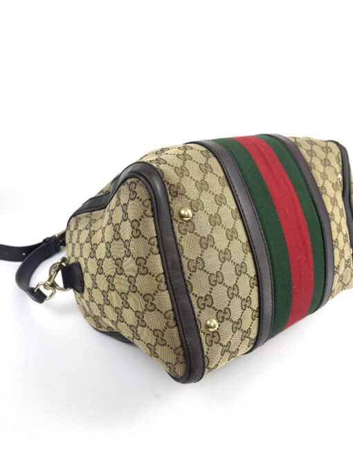 Gucci Web Original Logo Boston Bag Brown Beige - Image 18