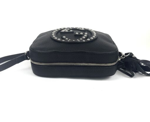 Gucci Pebbled Calfskin Studded Small Soho Disco Bag Black - Image 6