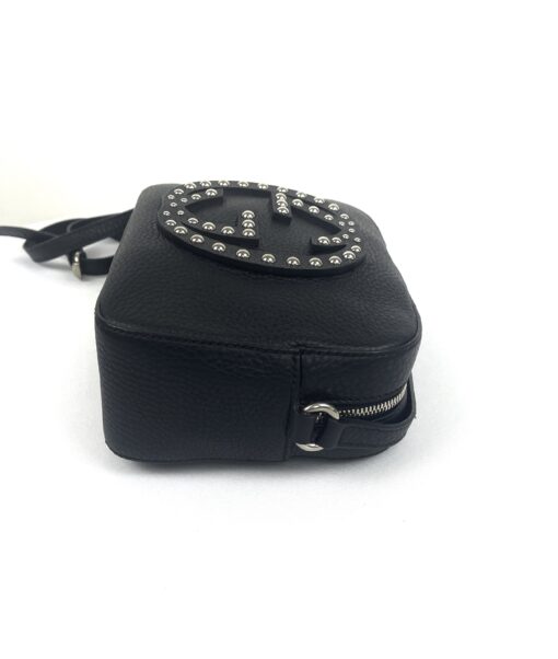 Gucci Pebbled Calfskin Studded Small Soho Disco Bag Black 14