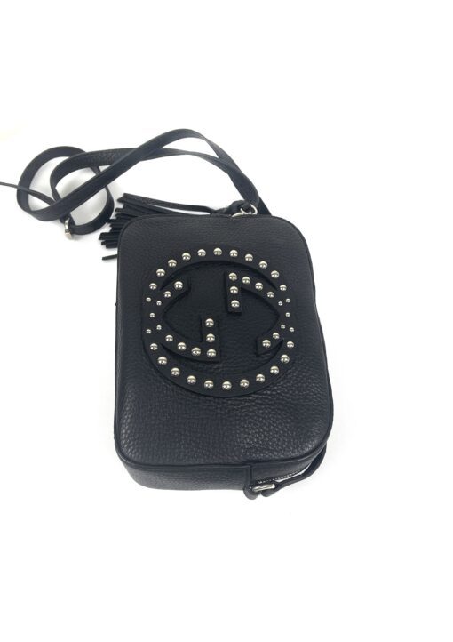 Gucci Pebbled Calfskin Studded Small Soho Disco Bag Black - Image 13