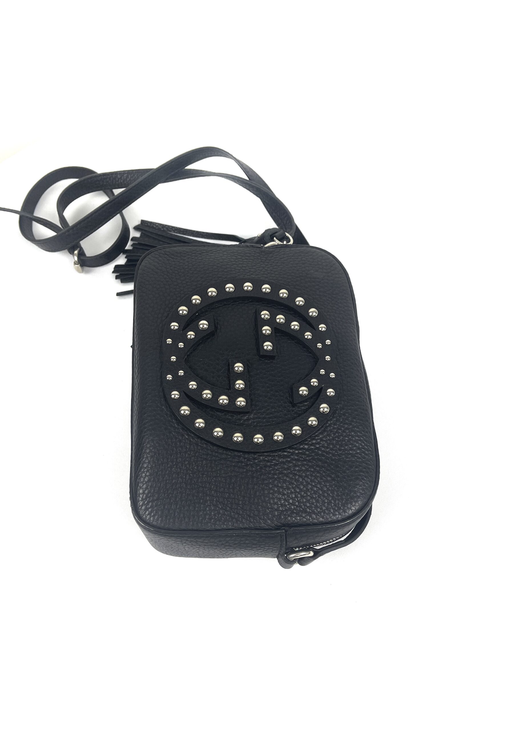 Gucci Pebbled Calfskin Studded Small Soho Disco Bag Black A