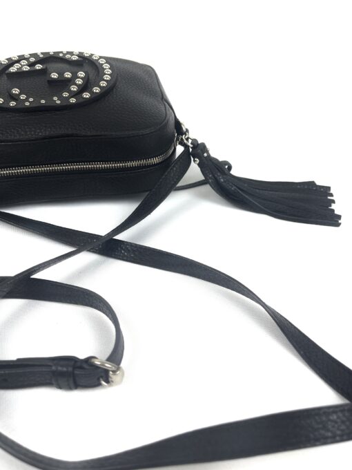 Gucci Pebbled Calfskin Studded Small Soho Disco Bag Black - Image 11