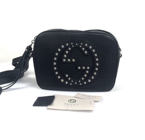 Gucci Pebbled Calfskin Studded Small Soho Disco Bag Black 3