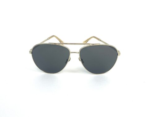 Chanel Gold Metal Aviator Pilot Sunglasses Grey Rhinestones 5