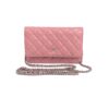 Chanel Lambskin Quilted Wallet On Chain WOC Pink Silver