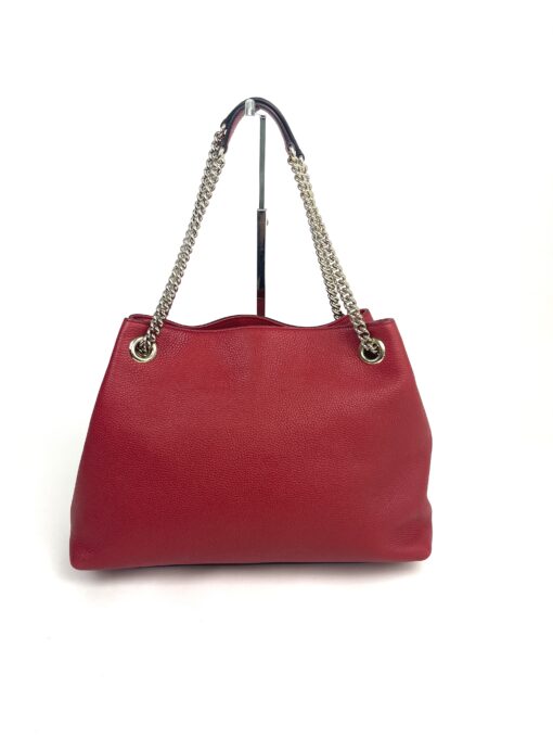 Gucci Red Pebbled Leather Medium Soho Chain Tote 3