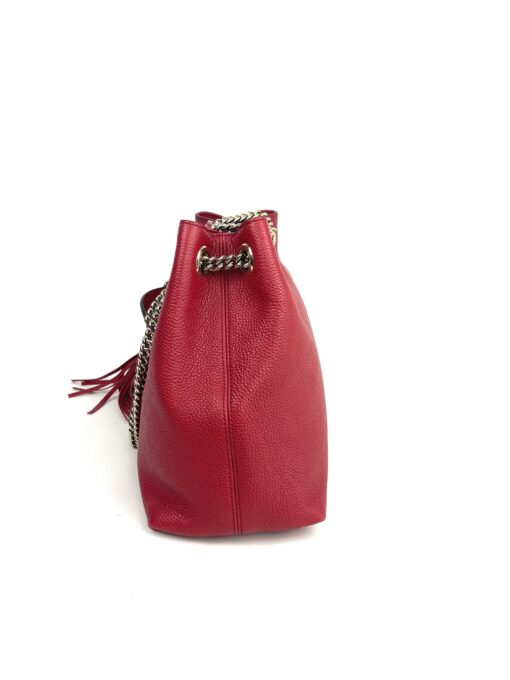 Gucci Red Pebbled Leather Medium Soho Chain Tote 7