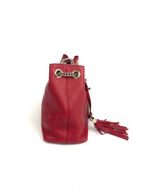 Gucci Red Pebbled Leather Medium Soho Chain Tote 8