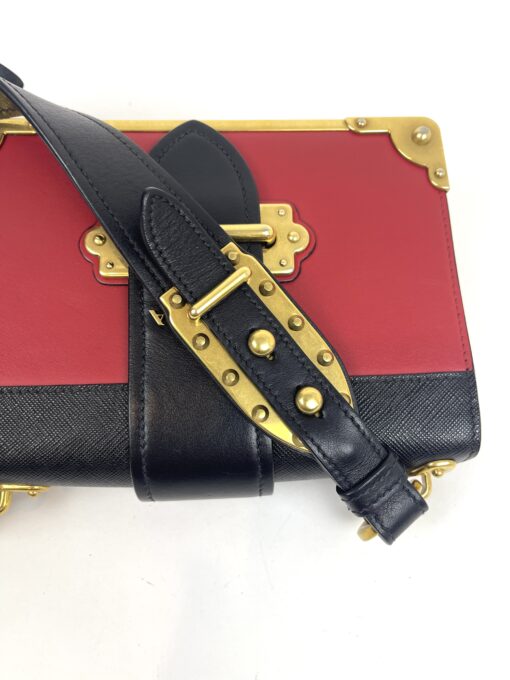 Prada City Calf Saffiano Cahier Bag Red Black Crossbody Bag 18