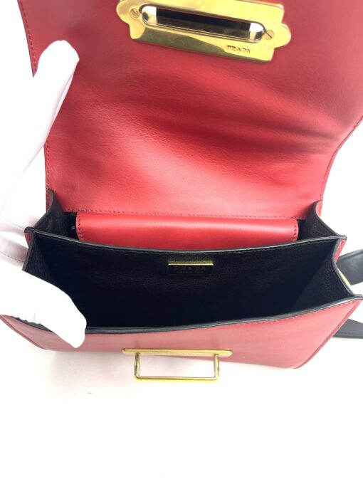 Prada City Calf Saffiano Cahier Bag Red Black Crossbody Bag 18