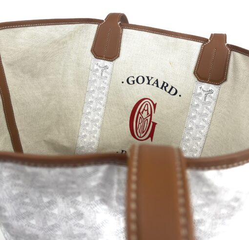Goyard Belharra White and Grey Reversible Tote with Caramel Leather Trim 14