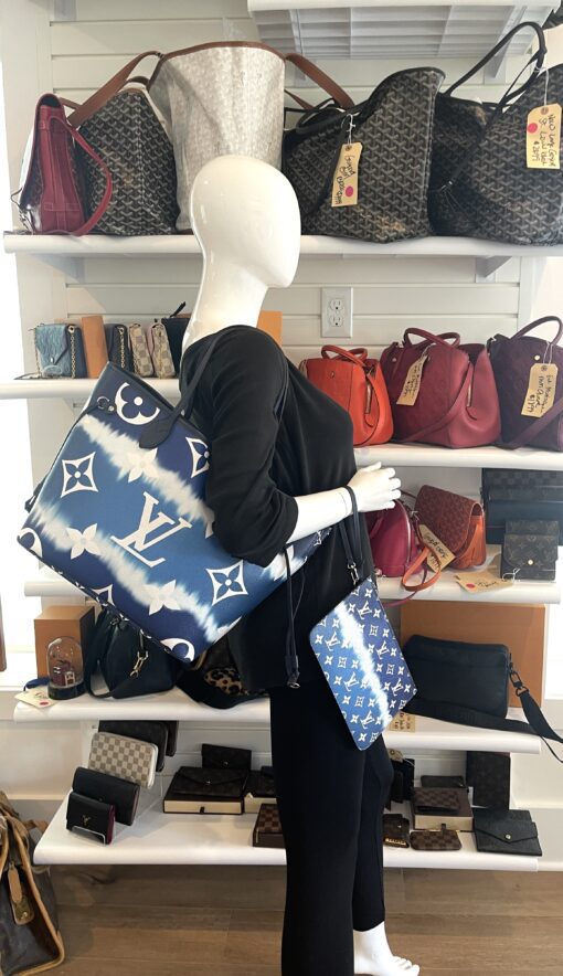 Louis Vuitton Blue Escale Neverfull Bag and Pouch Set 6