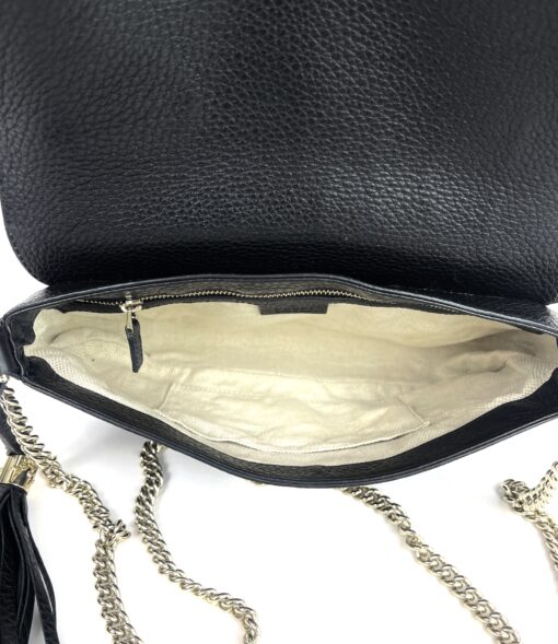 Gucci Black Leather Soho Flap Chain Crossbody 15