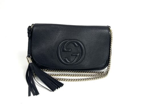 Gucci Black Leather Soho Flap Chain Crossbody 10